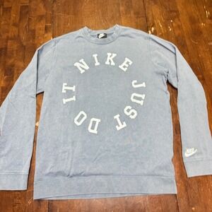 Nike Men's Crewneck Sweatshirt Just Do It Graphic Print Stone Blue Size Large